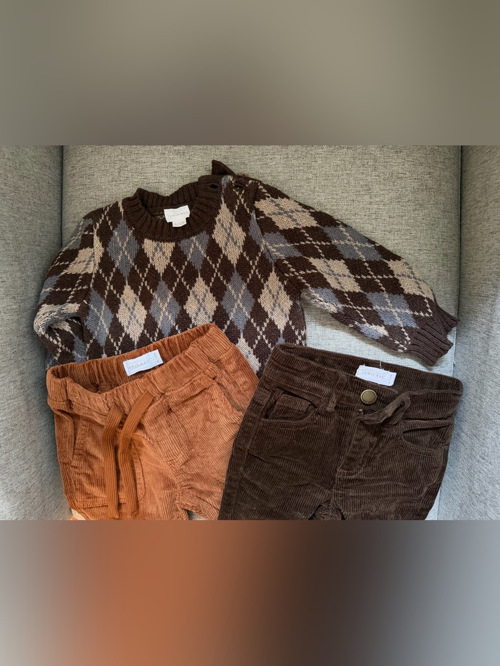 Jamie Kay Sweater and Corduroy Pants - Brown and Tan